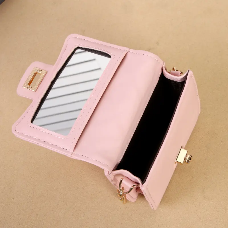 Makeup bag with mirror, new mini bag, crossbody bag, women's versatile Instagram chain small square bag