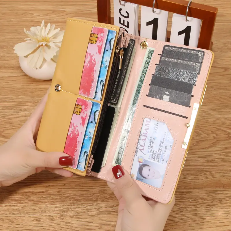 New three-fold wallet for women; long, high-end handbag; ladies' multi-card holder; multifunctional ladies' purse.