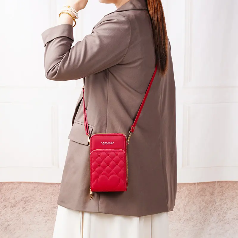 New Large Capacity Multi-Functional Fashion Simple Shoulder Small Bag Shoulder Three Layers Zip-up Mobile Phone Bag Women's