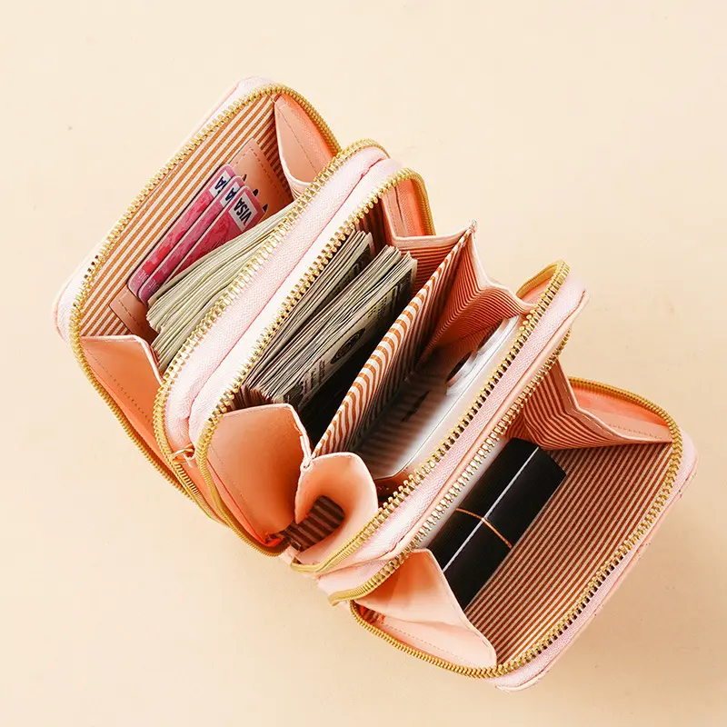 New Large Capacity Multi-Functional Fashion Simple Shoulder Small Bag Shoulder Three Layers Zip-up Mobile Phone Bag Women's