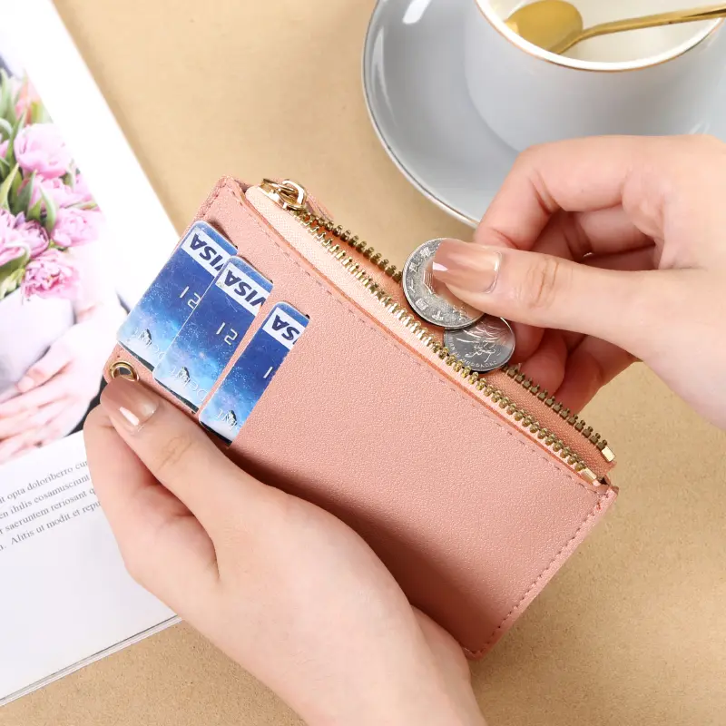 Women's Ultra thin Card Bag Korean Version Zero Wallet Zipper Card Bag Candy Color Bus Student Bank Card Set USD Bag