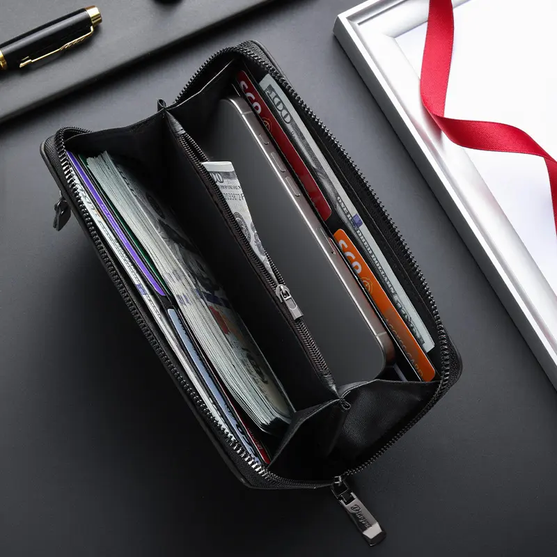 New fashion men's zipper wallet long multi-card large capacity multi-functional coin purse wallet