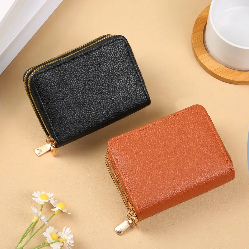 Multi Functional Card Bag, Organ Card Bag, Double-layer Zipper, WOMEN'S Wallet, Large Capacity PU Card Holder