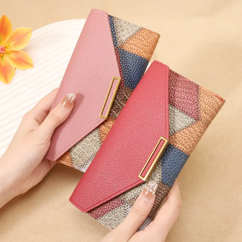 Wallet new style for women, Korean version, trendy personality, long, small fresh, multi-functional, buckle, daily, Korean retro
