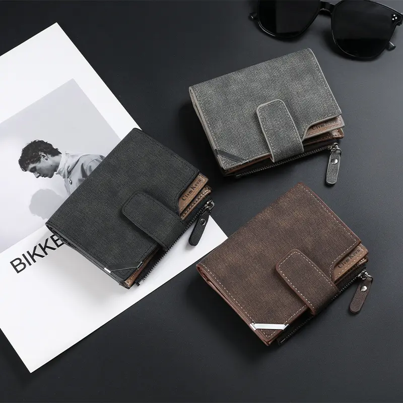 Men's wallet short version youth Korean vertical multi-functional money clip creative personality student multi-card position le