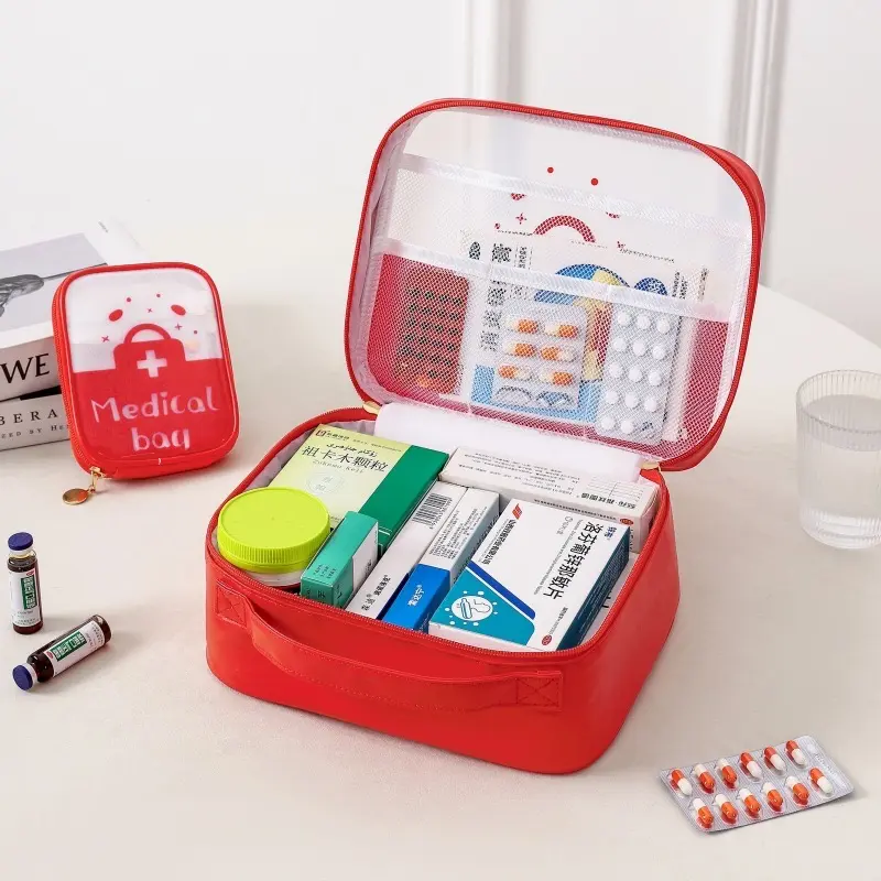 Transparent waterproof medicine kit Travel portable first aid kit Home medicine storage bag Large capacity portable medical kit