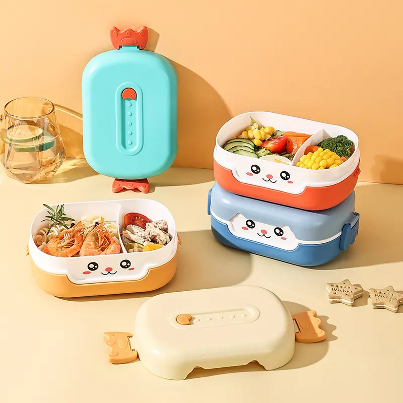 Portable Hermetic Lunch Box 2 Grids Children School Student Bento Box Food Vegetables Containers Leakproof Sealed Lunch Boxes