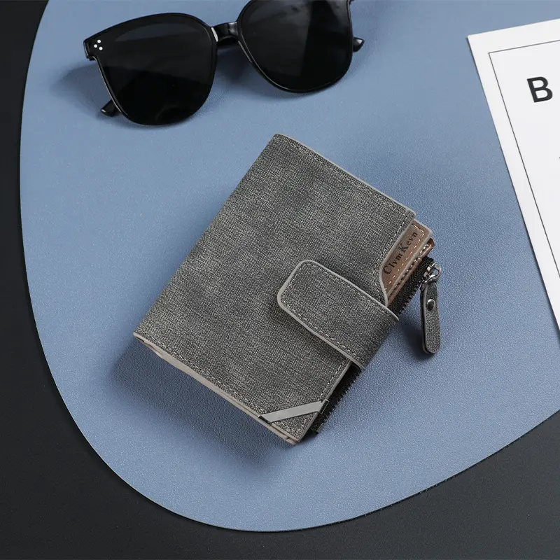 Men's wallet short version youth Korean vertical multi-functional money clip creative personality student multi-card position le