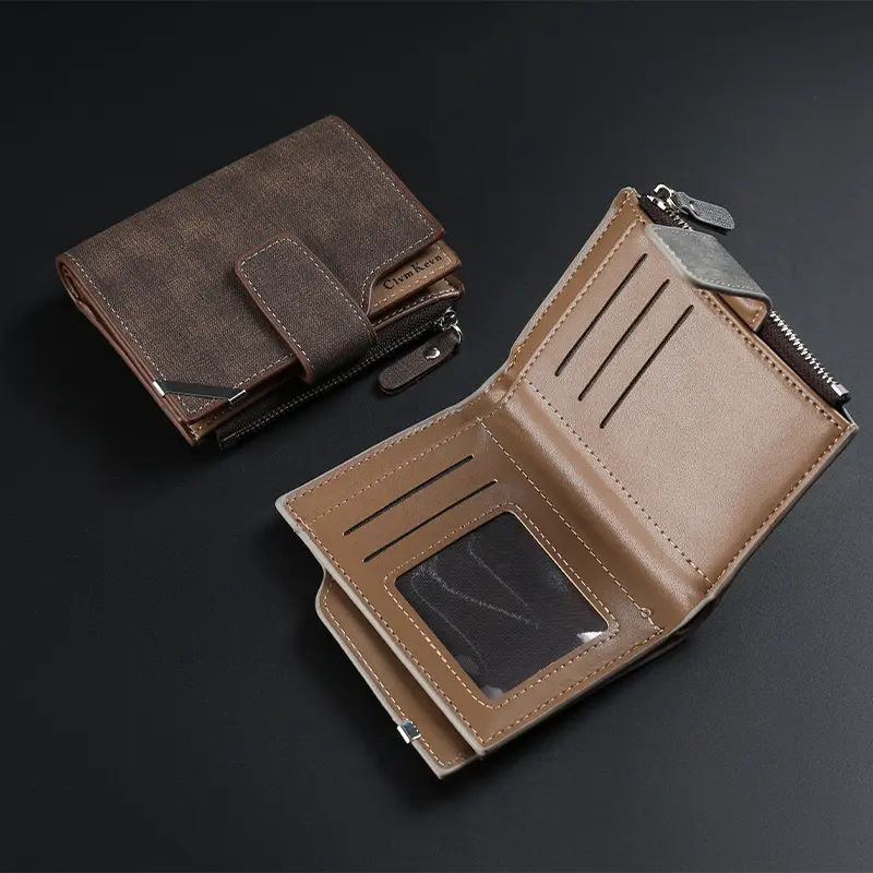 Men's wallet short version youth Korean vertical multi-functional money clip creative personality student multi-card position le