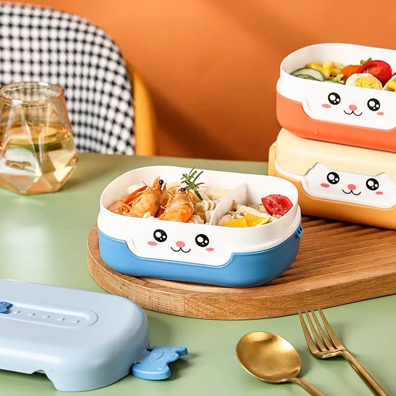 Portable Hermetic Lunch Box 2 Grids Children School Student Bento Box Food Vegetables Containers Leakproof Sealed Lunch Boxes