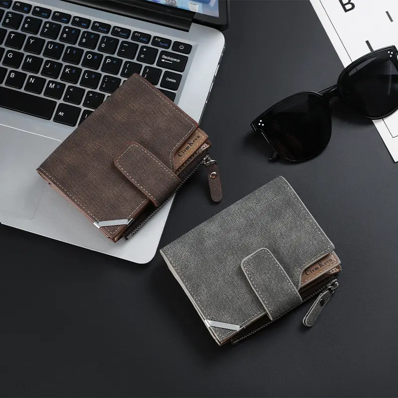 Men's wallet short version youth Korean vertical multi-functional money clip creative personality student multi-card position le