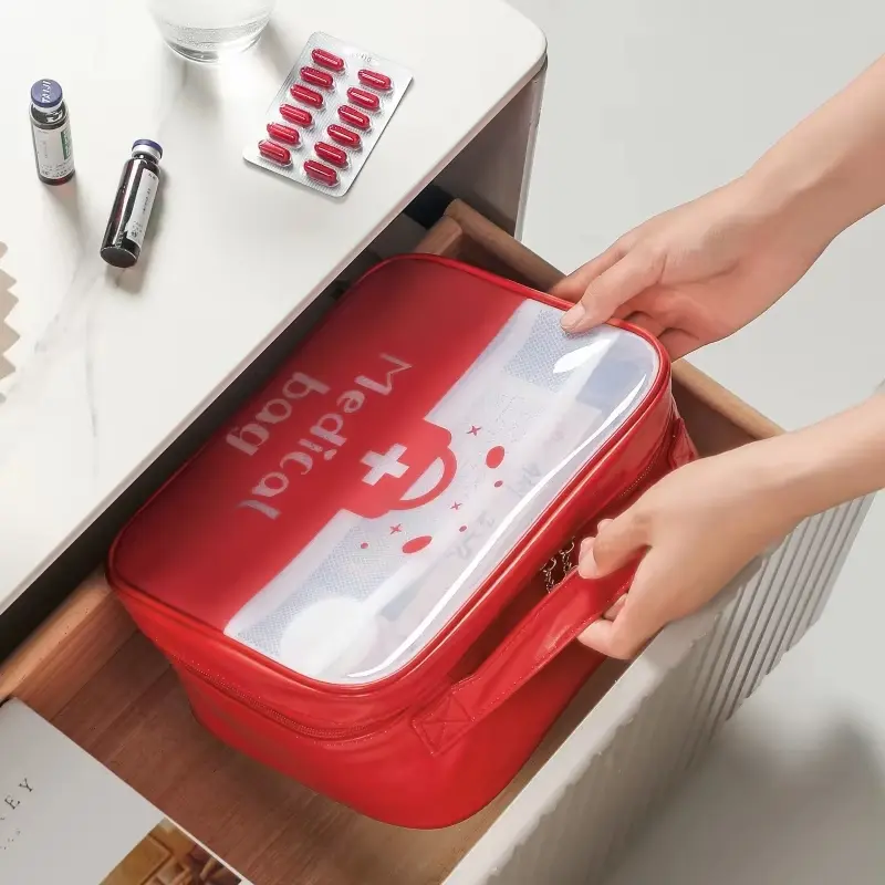 Transparent waterproof medicine kit Travel portable first aid kit Home medicine storage bag Large capacity portable medical kit