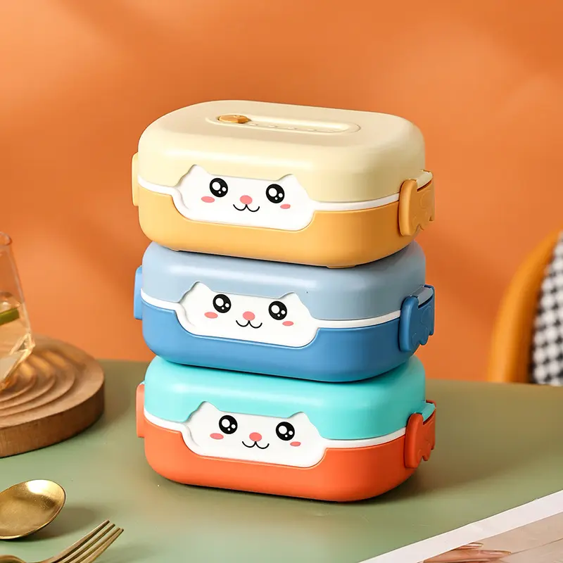 Portable Hermetic Lunch Box 2 Grids Children School Student Bento Box Food Vegetables Containers Leakproof Sealed Lunch Boxes