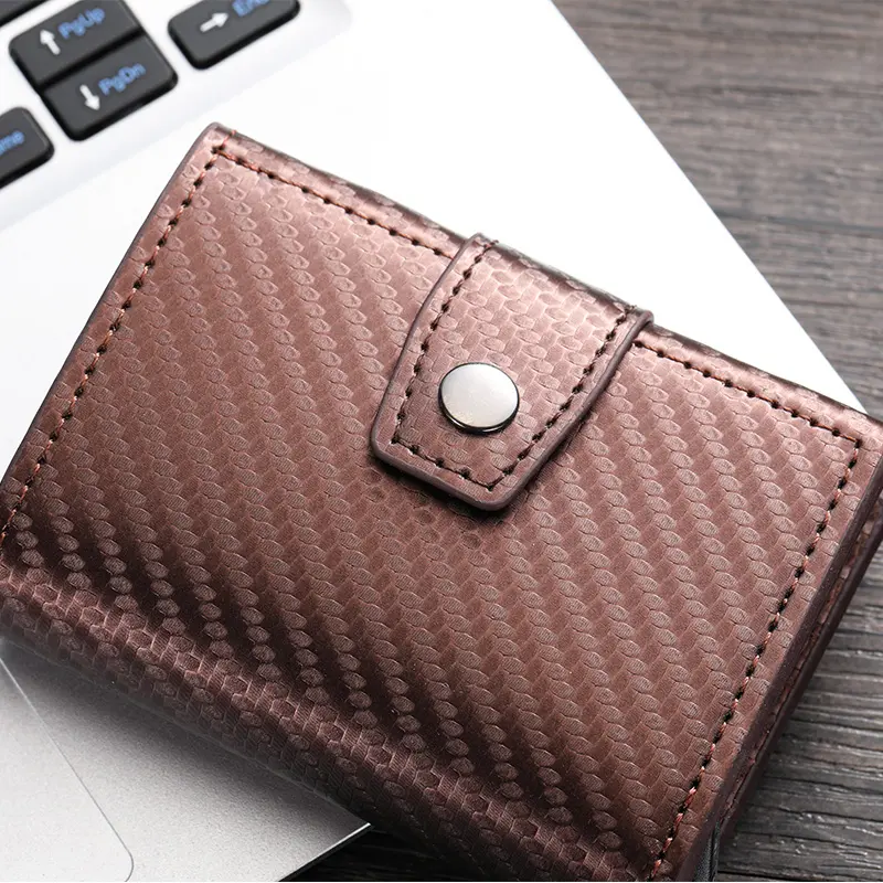 Men's card wallet, European and American auto-pop card buckle card clip, new metal aluminum shell RFID card sleeve, cross-border