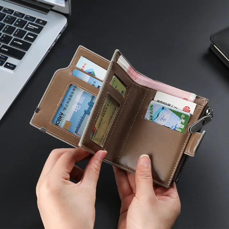 Men's wallet short version youth Korean vertical multi-functional money clip creative personality student multi-card position le