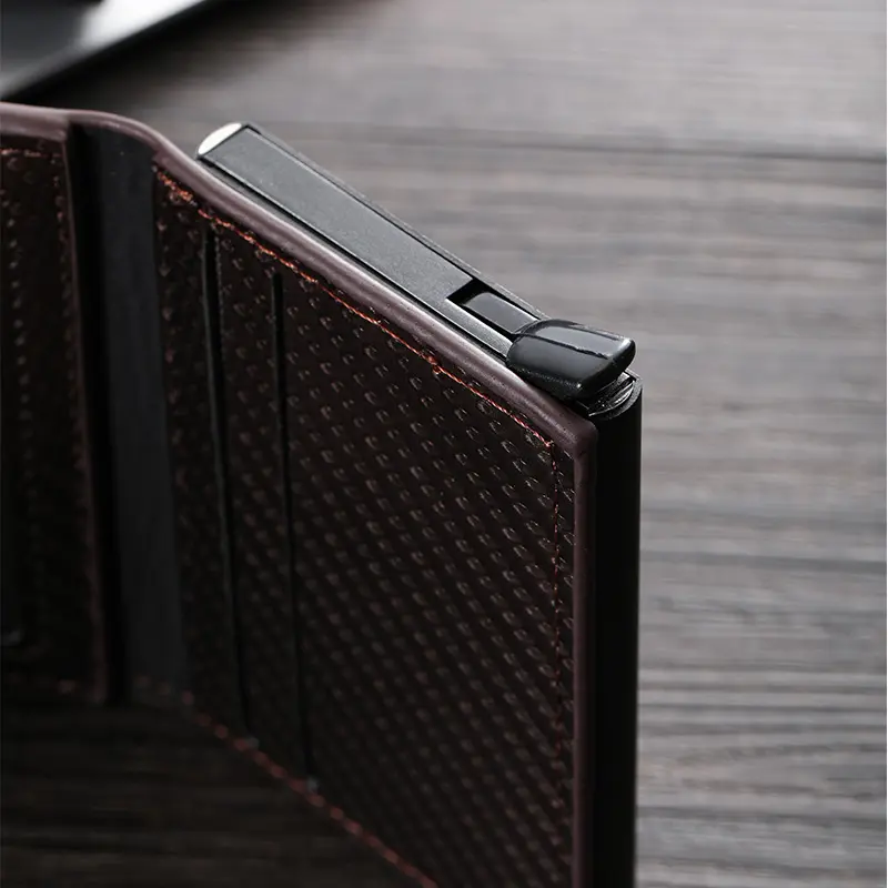 Men's card wallet, European and American auto-pop card buckle card clip, new metal aluminum shell RFID card sleeve, cross-border
