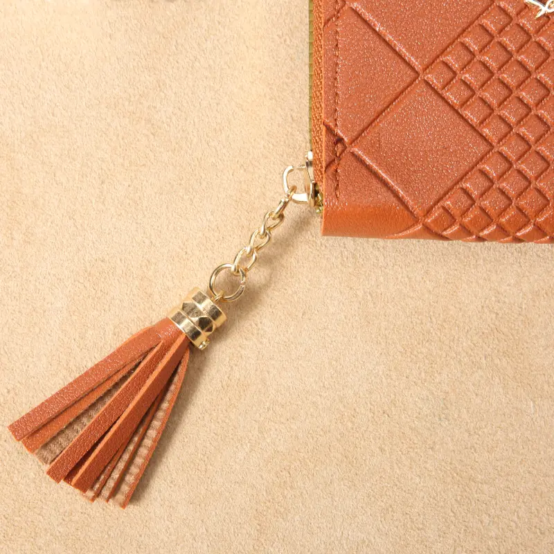 New women's short wallet simple plaid embossed handbag zipper bag multi-card slot purse card bag