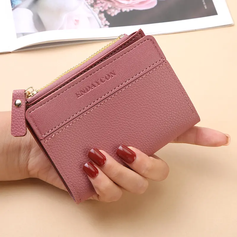 Short women's zipper wallet matte versatile purse versatile multi-card slot small money clip storage bag