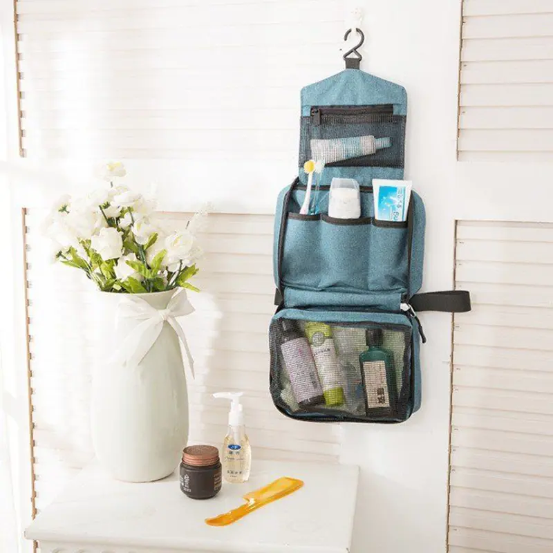 Hanging Travel Toiletry Bag for Men and Women Waterproof Makeup Cosmetic Beautician Folding Bag Bathroom and Shower Organizer
