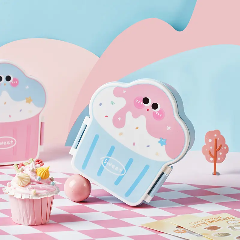 Cute Bento Lunch Box School Heater Portable Plastic Lunch Container For Kids Girls Bread Sandwich Food Warmer Compartments