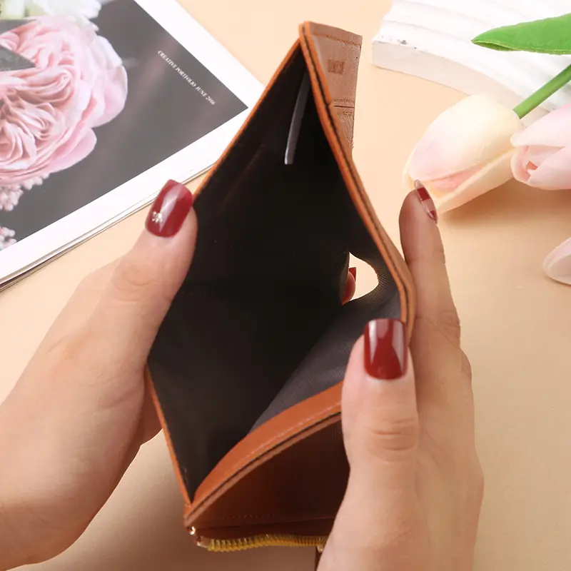 Short women's zipper wallet matte versatile purse versatile multi-card slot small money clip storage bag