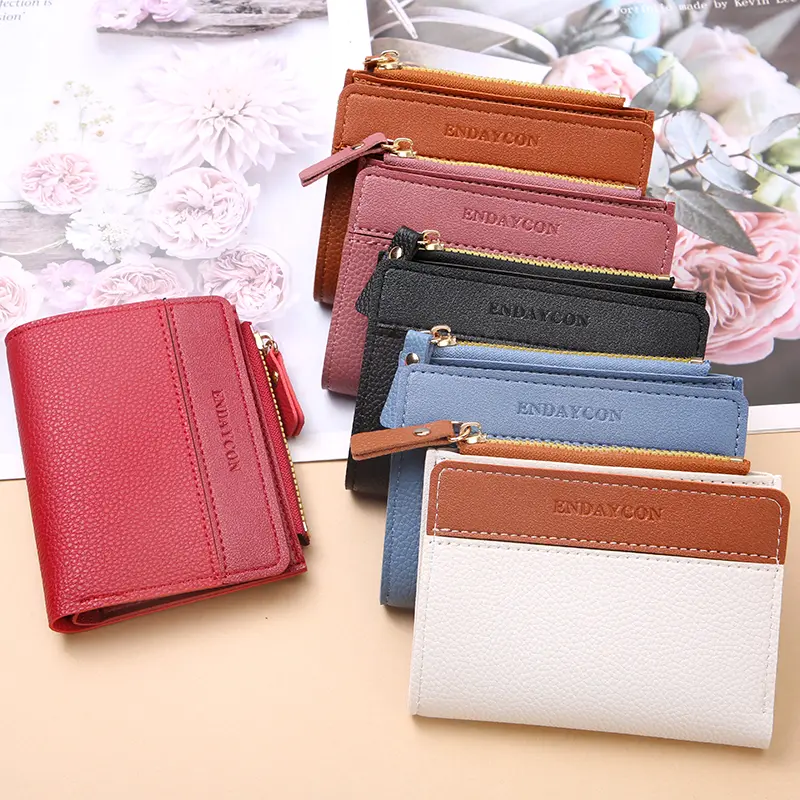 Short women's zipper wallet matte versatile purse versatile multi-card slot small money clip storage bag