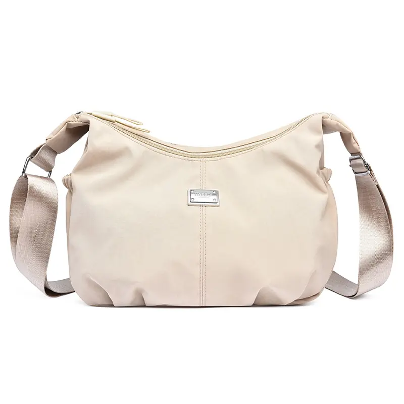 Casual Pleated Shoulder Bag Women's Dumpling Bag Office Ready Single Crossbody Bag Fashionable Soft Nylon Square Shape Bag