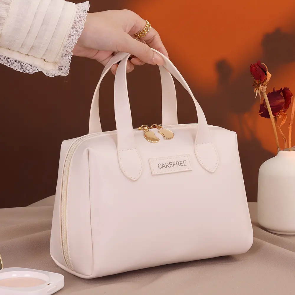 Large Capacity Fashion Cosmetic Bag Portable PU Travel Makeup Pouch Waterproof Bathroom Wash Bags Multifunctional Toiletry Kit