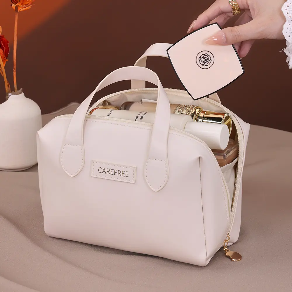 Large Capacity Fashion Cosmetic Bag Portable PU Travel Makeup Pouch Waterproof Bathroom Wash Bags Multifunctional Toiletry Kit
