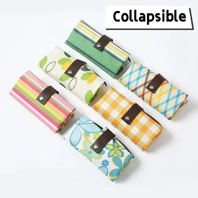 Portable Waterproof Oxford Foldable Reusable Shopping Supermarket Storage Bag Travel Beach Bag Hand-Carrying Fabric Bag