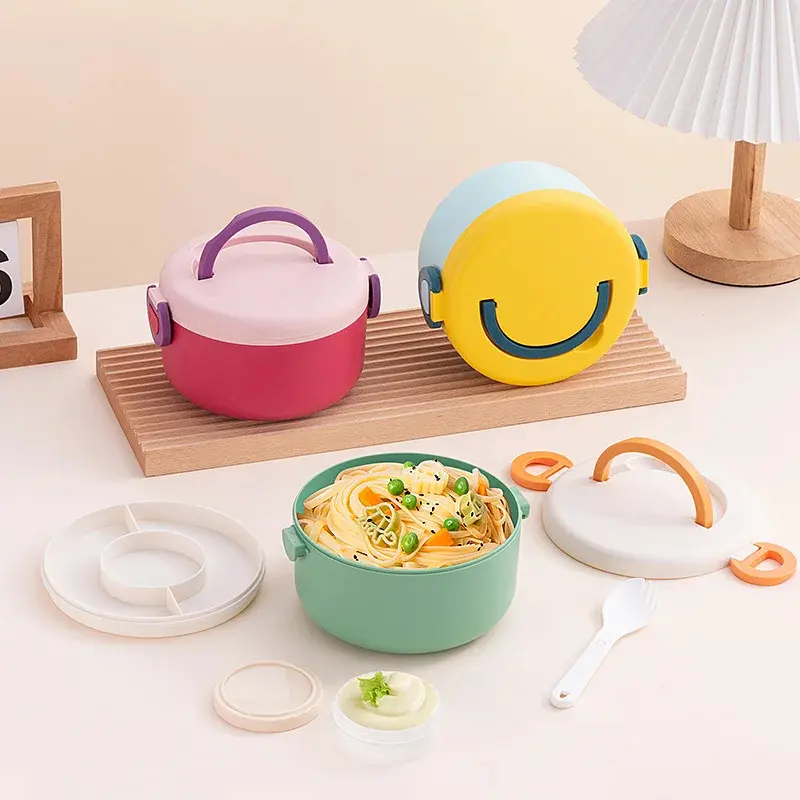 3 Colors Cute Smile Thermal Lunch Box For Kids Adults Portable Microwave Bento Box Leak Proof Food Container