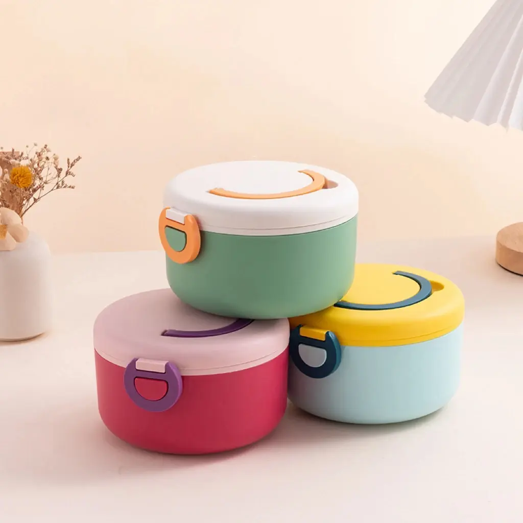 3 Colors Cute Smile Thermal Lunch Box For Kids Adults Portable Microwave Bento Box Leak Proof Food Container