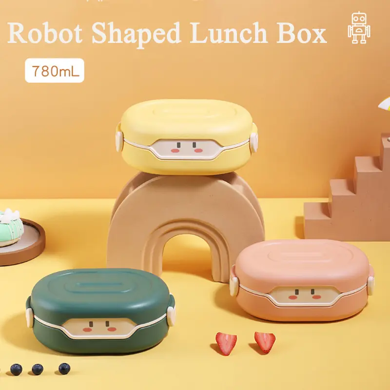 780ml Cute Bento Lunch Box Kawaii for Kid School Children Japanese Style Kindergarten Children's Bread Sandwich Food Box Plastic