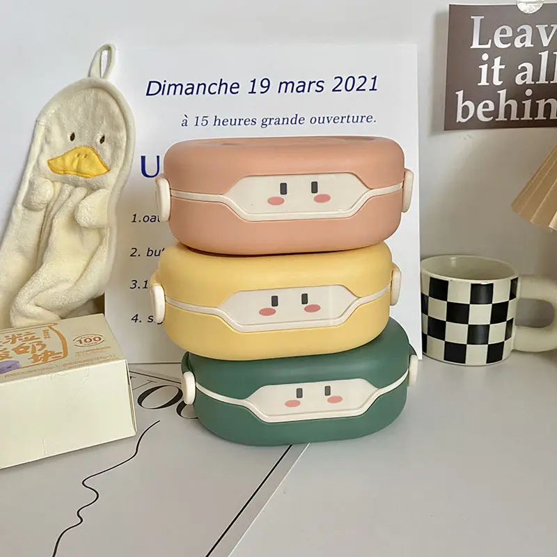 780ml Cute Bento Lunch Box Kawaii for Kid School Children Japanese Style Kindergarten Children's Bread Sandwich Food Box Plastic