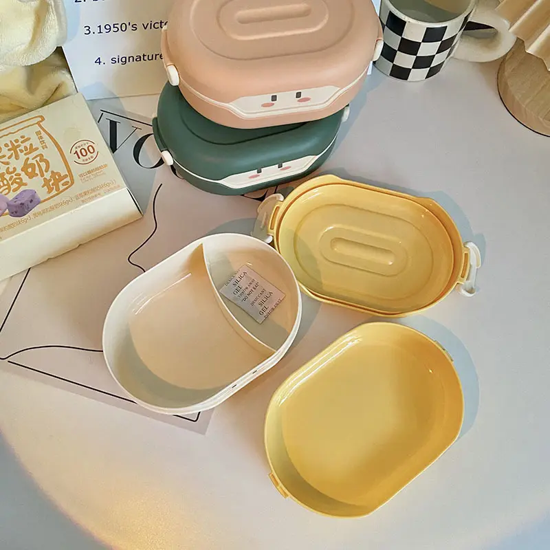 780ml Cute Bento Lunch Box Kawaii for Kid School Children Japanese Style Kindergarten Children's Bread Sandwich Food Box Plastic