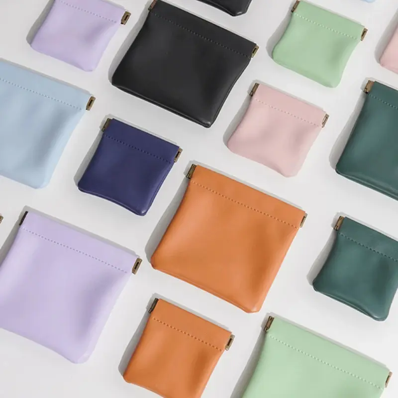 PU Leather Simple Mini Lipstick Makeup Storage Bag Women Square Small Cosmetic Pouch Portable Make Up Key Organizer Bags