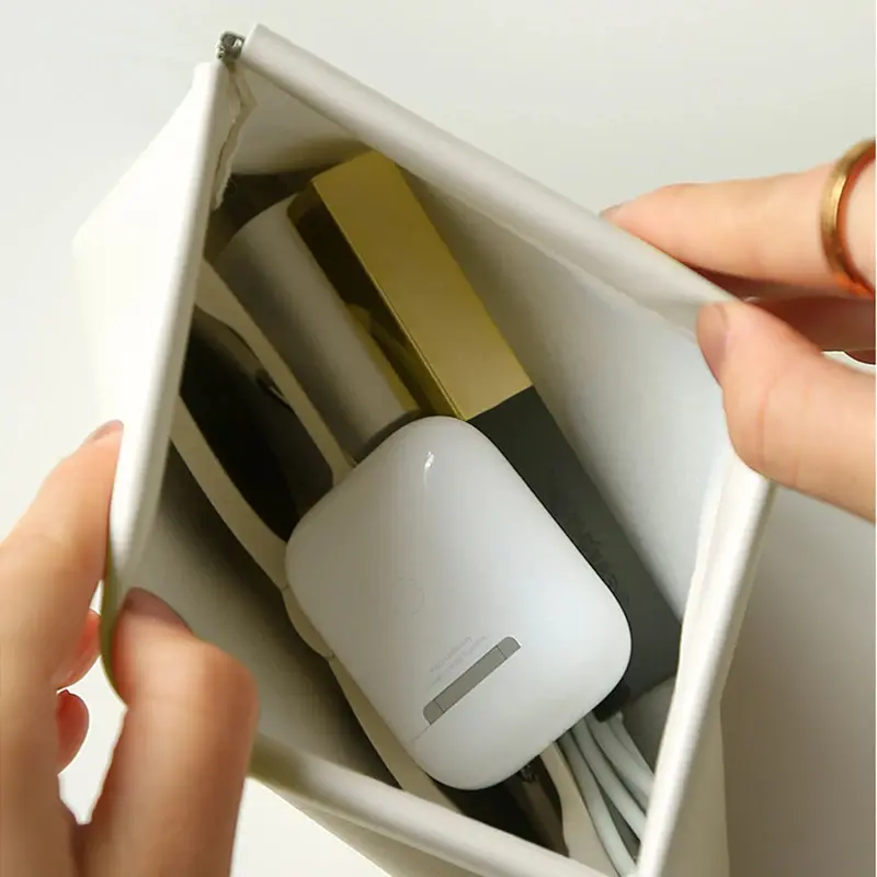 PU Leather Simple Mini Lipstick Makeup Storage Bag Women Square Small Cosmetic Pouch Portable Make Up Key Organizer Bags