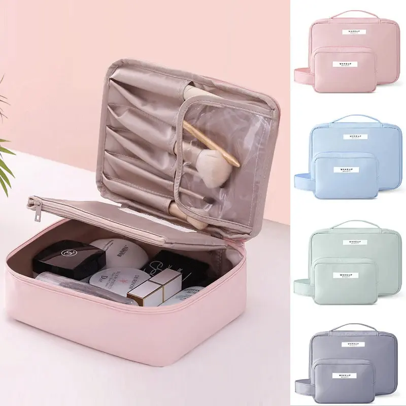 Portable Large Capacity Handheld Travel Pouch Makeup Bag Water-resistant Toiletry Cosmetic Storage Organizer Beauty Washing Bag