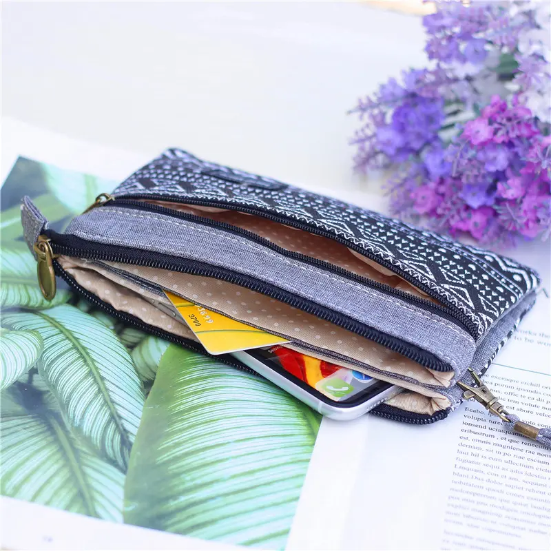 Women's Cotton Long Organizer Wallet Ladies Coin Purse Female Clutch Small Phone Pouch Money Bag for Children Kids Girls Bag