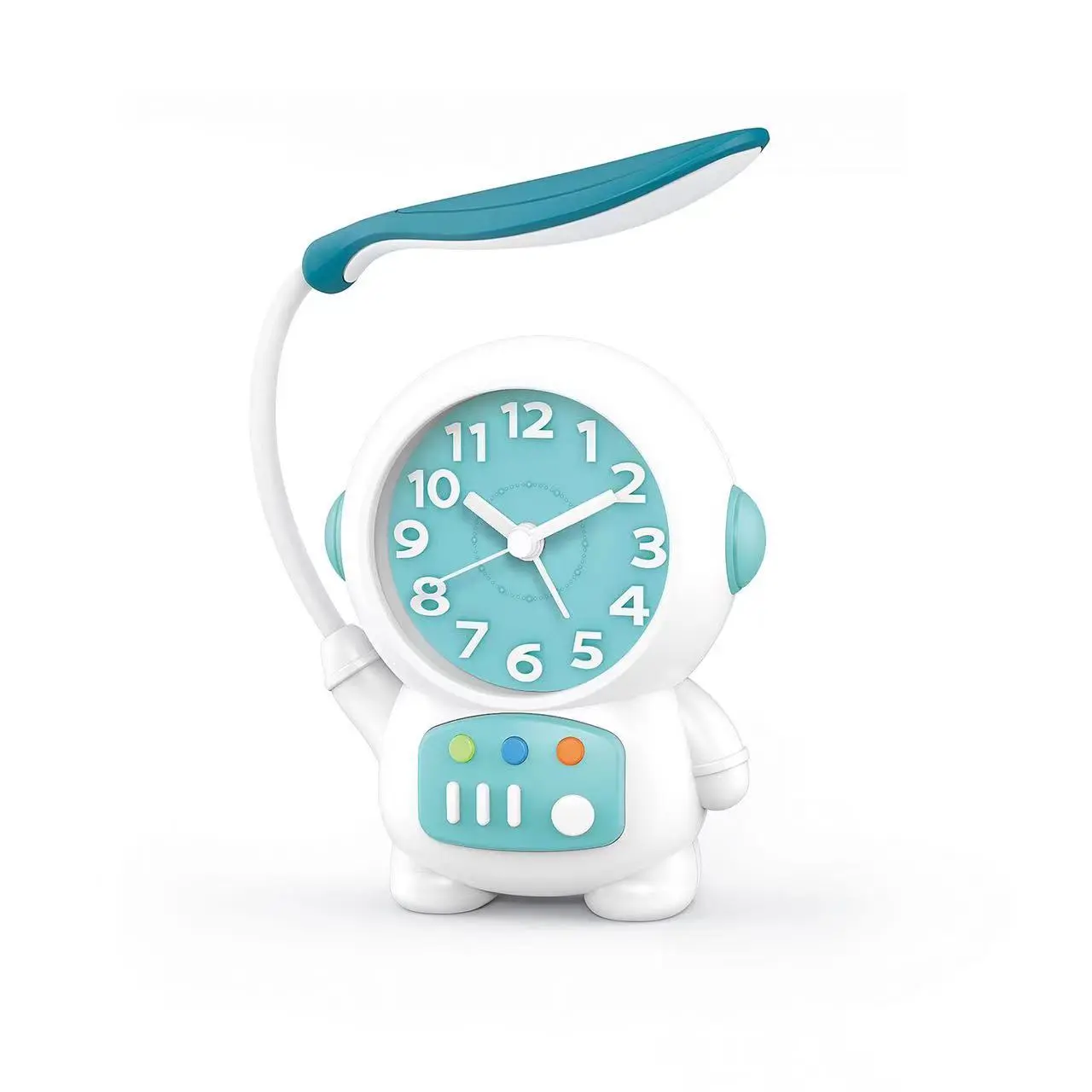 Astronaut Desk Lamp with Glowing Alarm Clock Cartoon Children Kids Reading Night Light Tabletop Clock Home Decorations