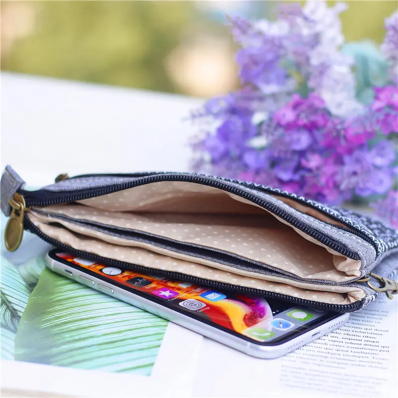 Women's Cotton Long Organizer Wallet Ladies Coin Purse Female Clutch Small Phone Pouch Money Bag for Children Kids Girls Bag