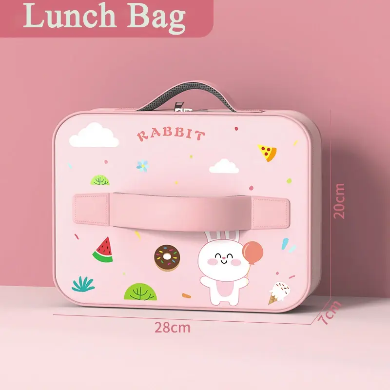 Insulated Bag Student Lunch Box Tote Bag Cartoon Rabbit Dinosaur Waterproof Bento Bag Handbag Birthday Gift
