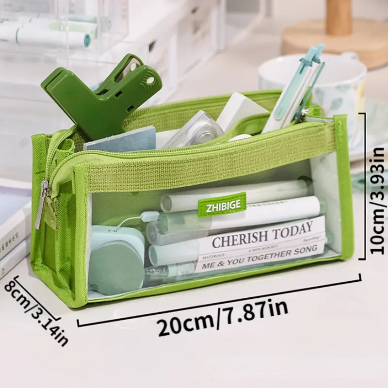 Six Layer Large Capacity Pencil Bag Pen Case Stationery Supplies High Appearance Aesthetic Transparent PVC Storage Organizer