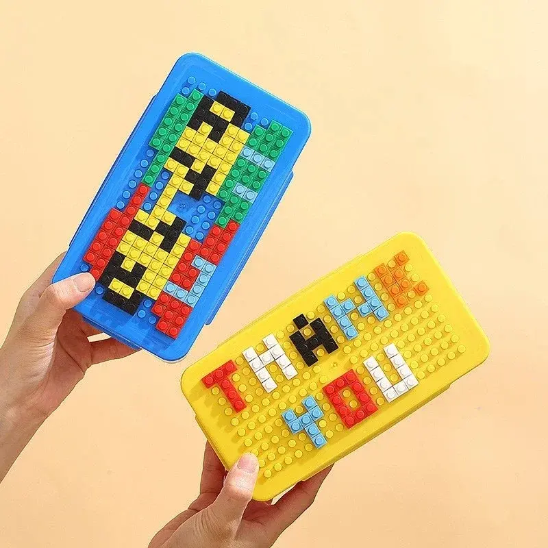 Portable Sealed Lunch Box Color Building Blocks Splicing Children's Student Lunch Box Colorful Picnic Fruit Salad Bento Box
