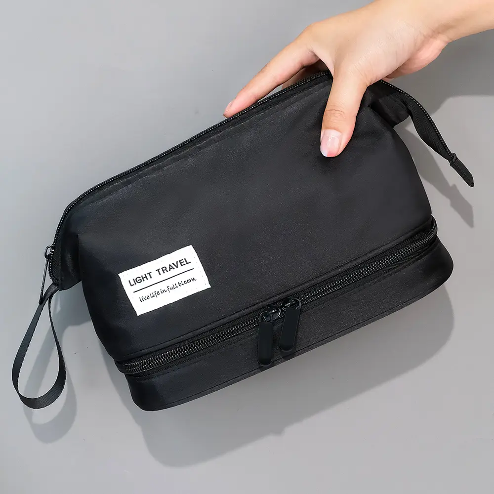 Travel Portable Cosmetic Brush Bag Large Capacity Double Layer Waterproof Makeup Pouch Women Storage Bag Toiletries Organizer