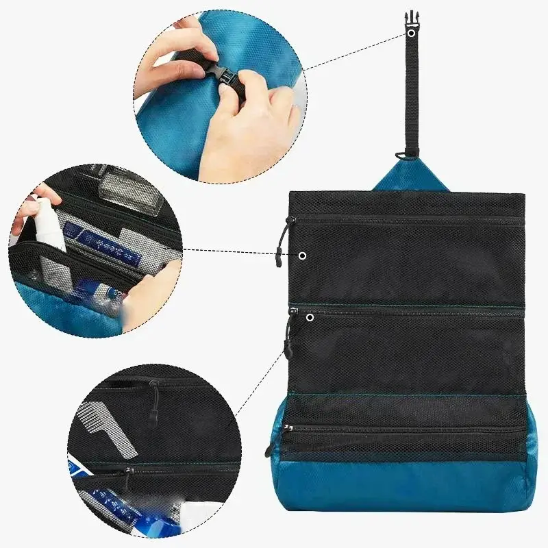 Travel Foldable Toiletry Bag Men's Portable Dry and Wet Separation Wash Storage Pouch Waterproof Women's Makeup Bag