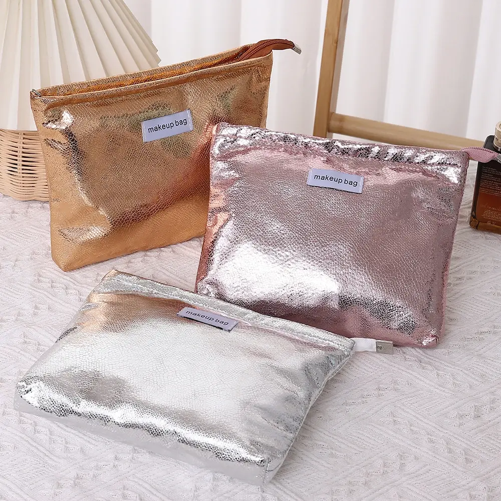 Fashion Shiny Sequins Cosmetic Bag Portable Women Clutch Zipper Pouch Handbag Makeup Toiletries Storage Square Bags Wholesale