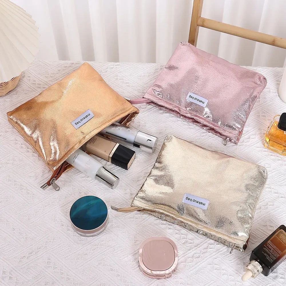 Fashion Shiny Sequins Cosmetic Bag Portable Women Clutch Zipper Pouch Handbag Makeup Toiletries Storage Square Bags Wholesale
