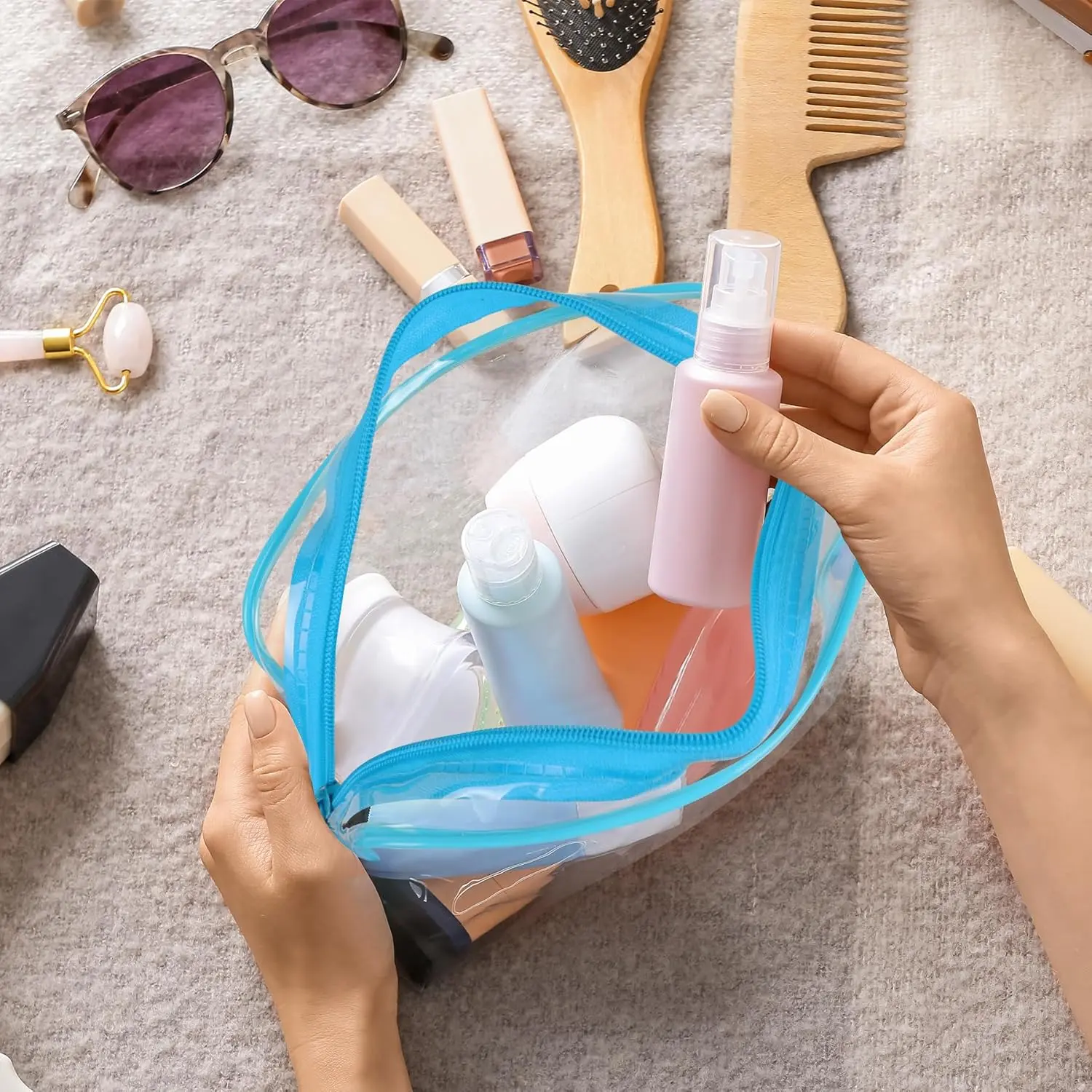 PVC Transparent Makeup Bag  Men Women Portable Travel Toiletry Storage Lipstick Cosmetic Pouch Waterproof Wash Zipper Bags