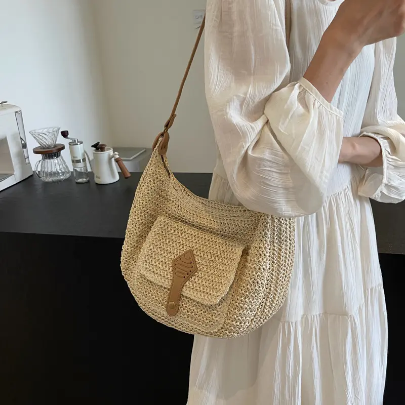 Luxury Crossbody Bags for Women Straw Beach Bag Woven Boho Rattan Straw Shoulder Bag Purses and Handbags Summer Raffia Bag